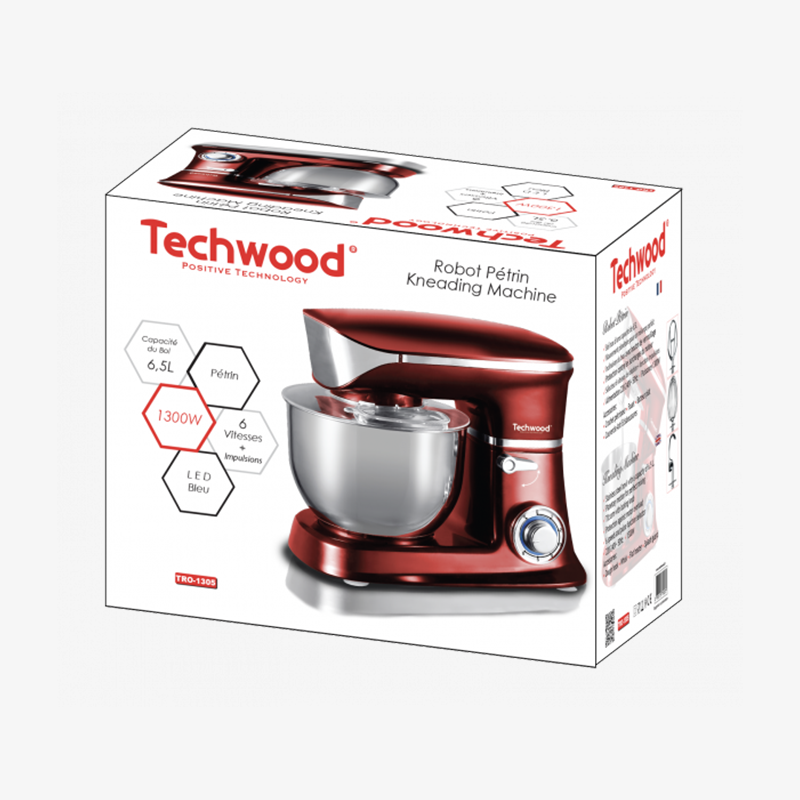 Robot pétrin grenat bol inox-TCDR-135