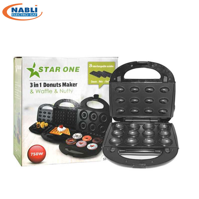 Appareil 3 EN 1 Gaufre, Donuts Zouza STAR ONE 750W ST-81A