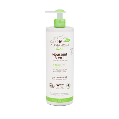 Alphanova Bébé Moussant 3 en 1 Corps Cheveux Bain Moussant Bio