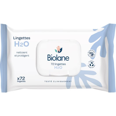 Biolane Lingettes Nettoyantes H2O à l’Eau pour Bébé 72 lingettes