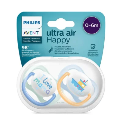 Philips Avent Sucette Ultra Air Collection Happy Garçon 0-6 mois