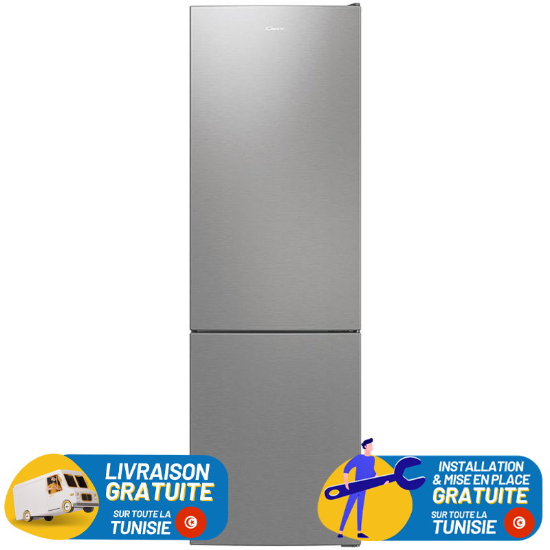 CANDY No Frost Combiné 341 Litres INOX
