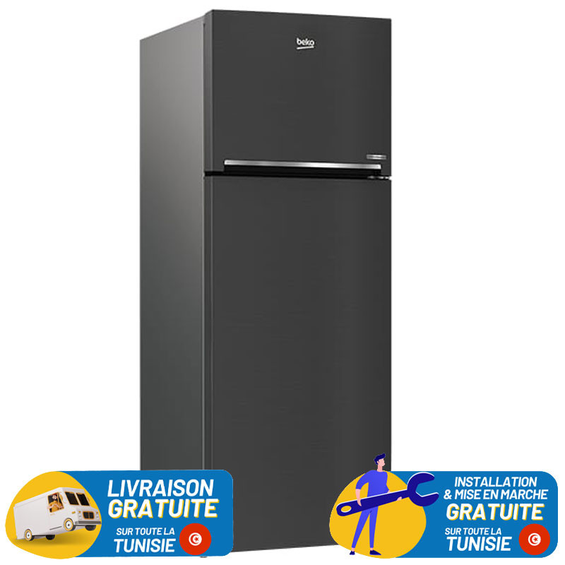 Beko Less Frost Double Portes 465 Litres Dark INOX