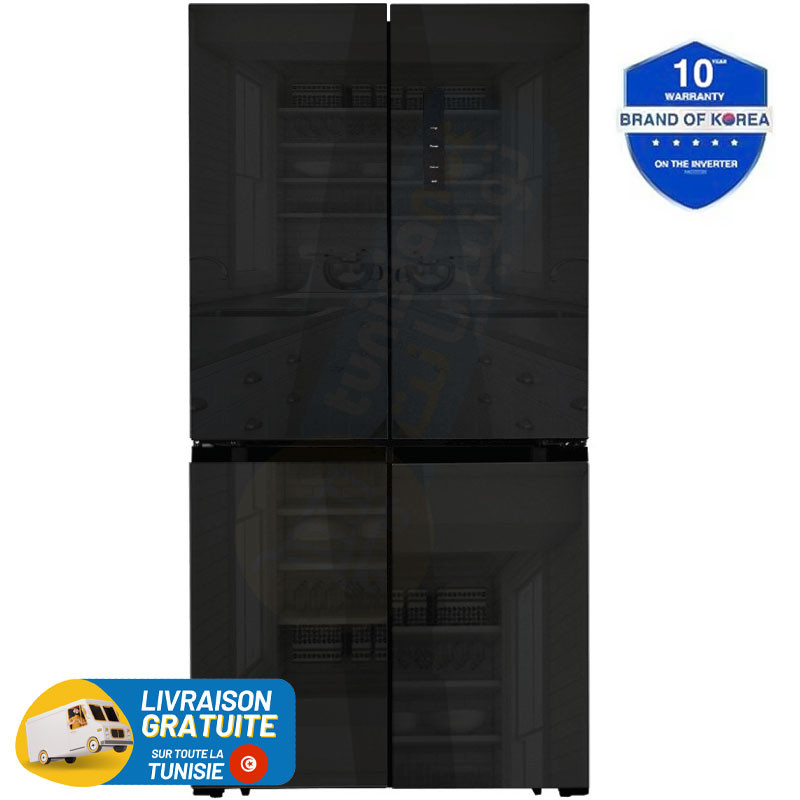 Side By Side Hyundai Inverter 617L NoFrost Verre Foncé